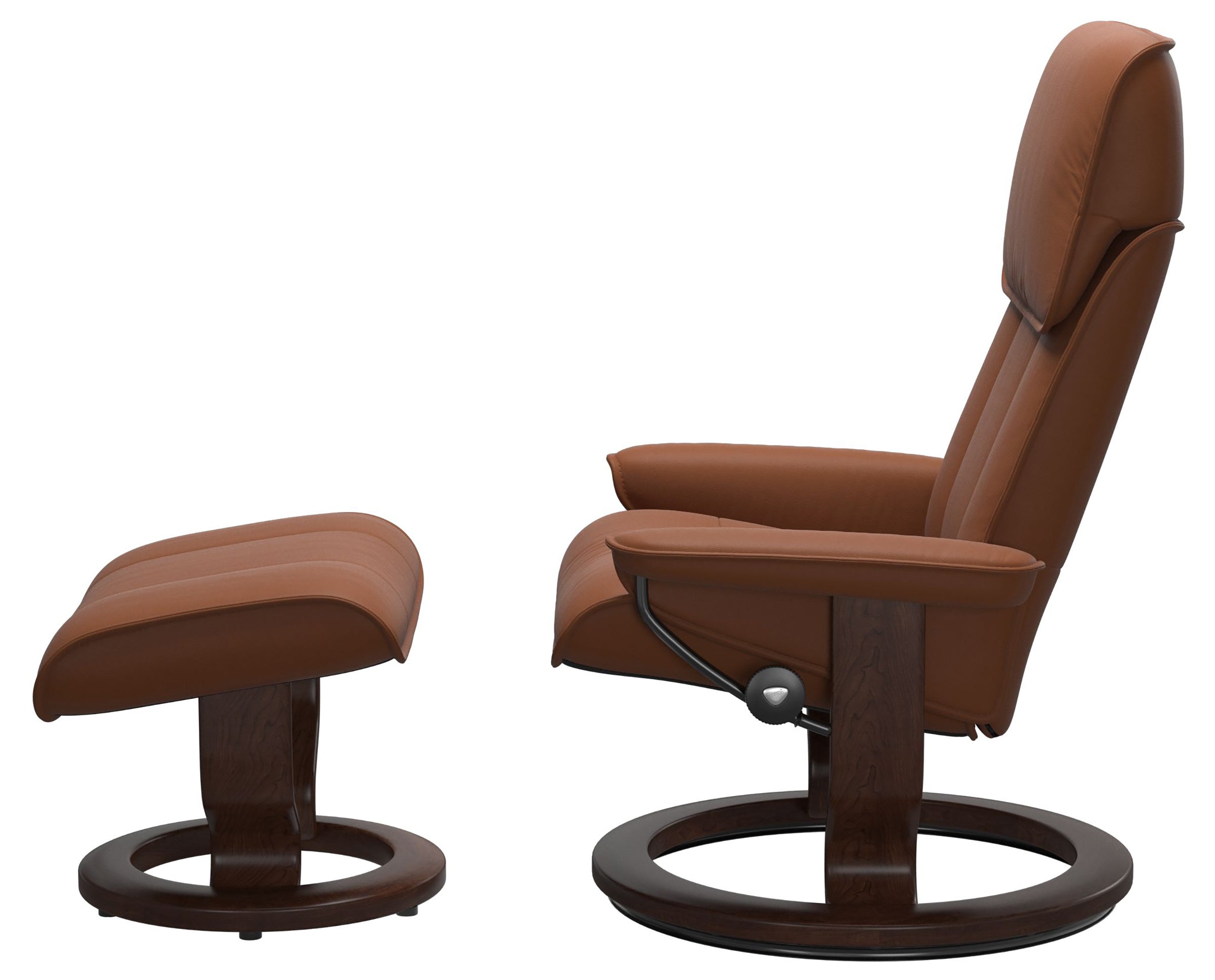 Paloma Leather New Cognac M/L &amp; Brown Base | Stressless Admiral Classic Recliner | Valley Ridge Furniture