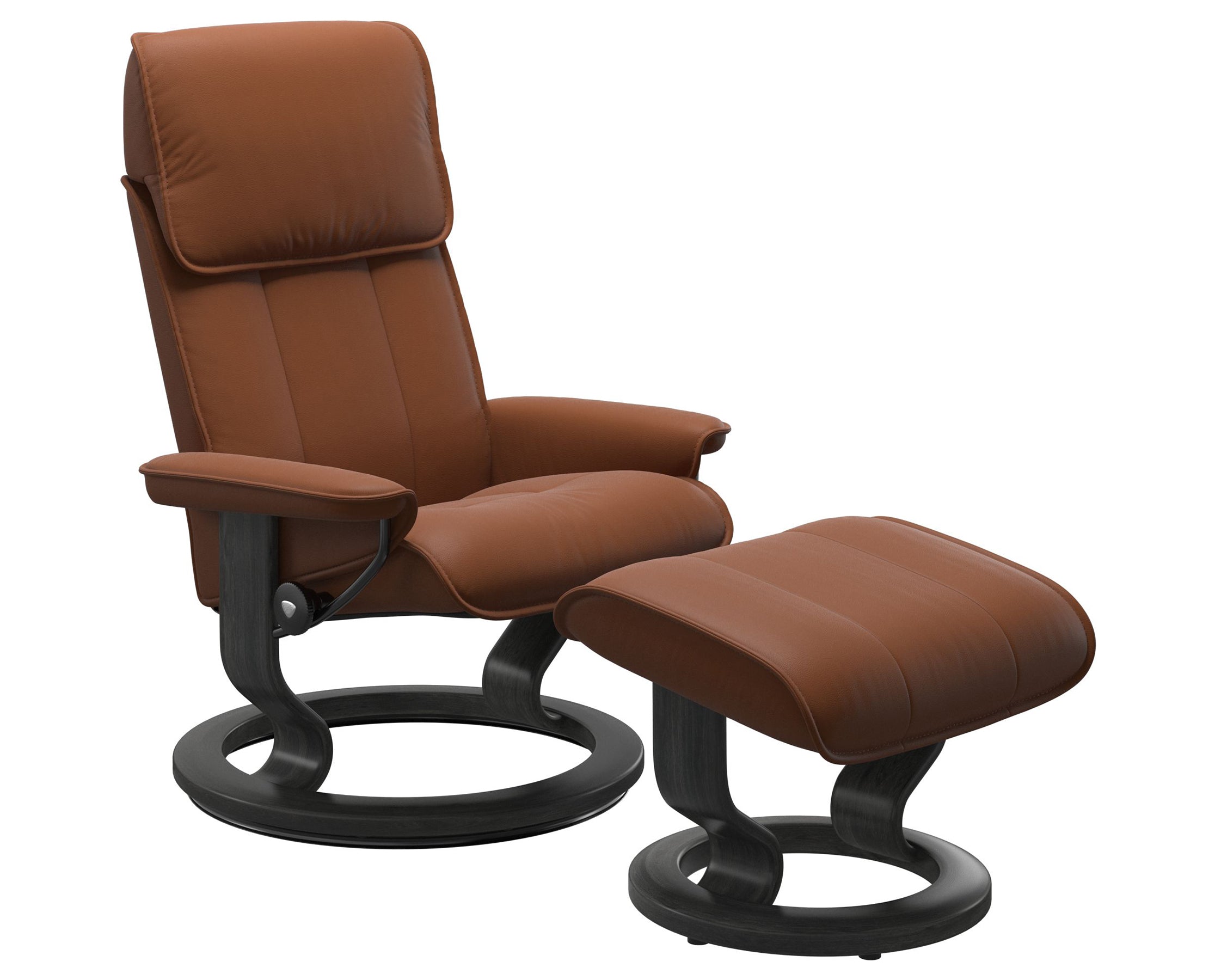 Paloma Leather New Cognac M/L and Grey Base | Stressless Admiral Classic Recliner | Valley Ridge Furniture
