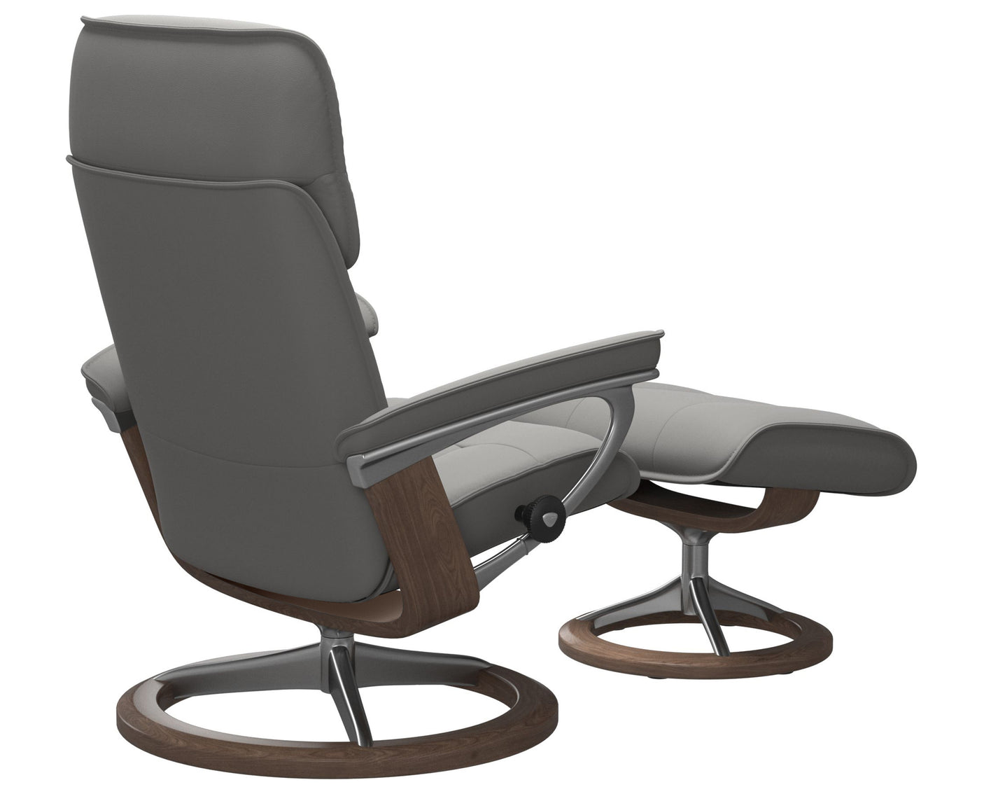 Paloma Leather Silver Grey L & Walnut Base | Stressless Admiral Signature Recliner | Valley Ridge Furniture