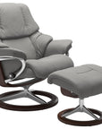 Paloma Leather Silver Grey S/M/L and Brown Base | Stressless Reno Signature Recliner | Valley Ridge Furniture