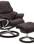 Paloma Leather Chocolate S/M/L and Brown Base | Stressless Reno Signature Recliner | Valley Ridge Furniture