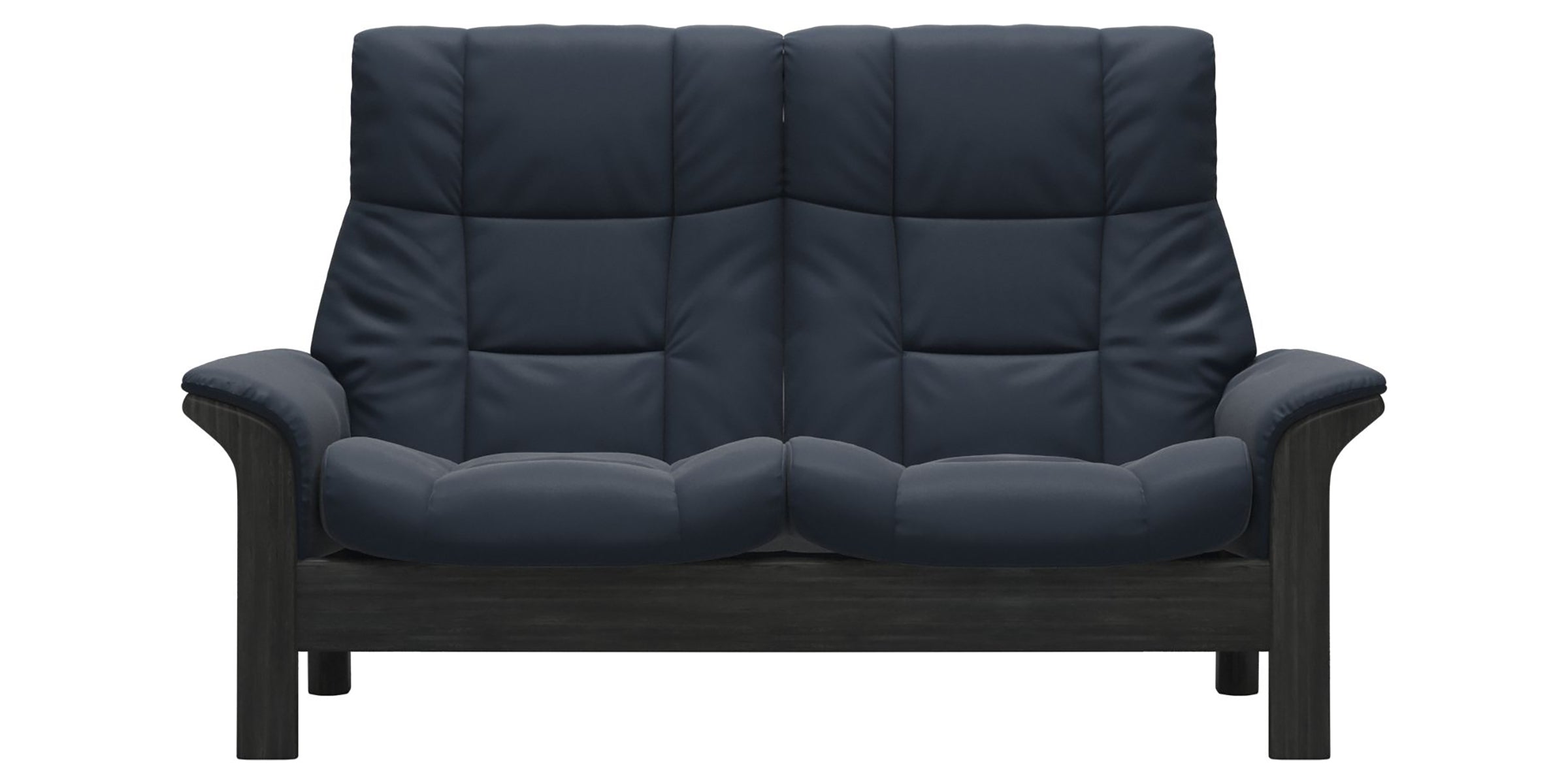 Paloma Leather Oxford Blue and Grey Base | Stressless Buckingham 2-Seater High Back Sofa | Valley Ridge Furniture