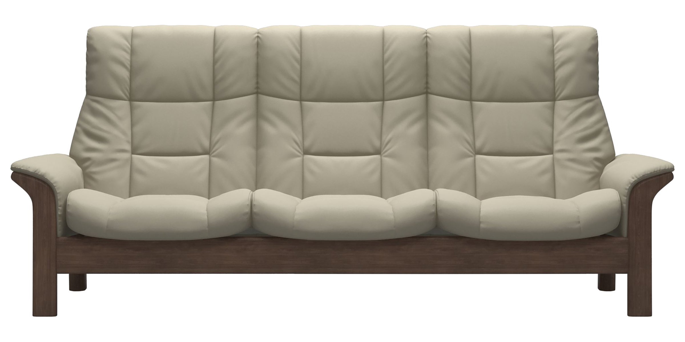 Paloma Leather Light Grey and Walnut Base | Stressless Buckingham 3-Seater High Back Sofa | Valley Ridge Furniture