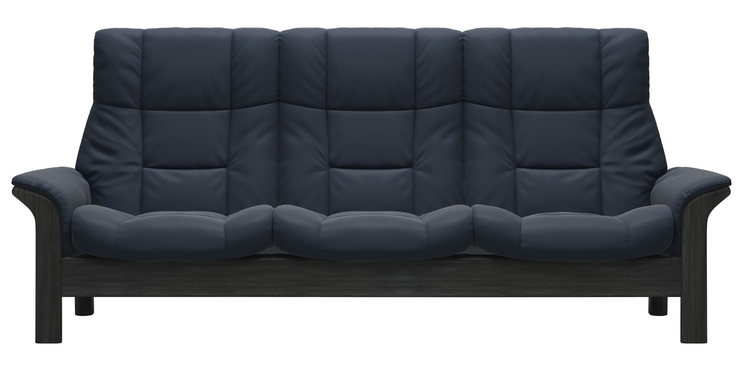 Paloma Leather Oxford Blue and Grey Base | Stressless Buckingham 3-Seater High Back Sofa | Valley Ridge Furniture