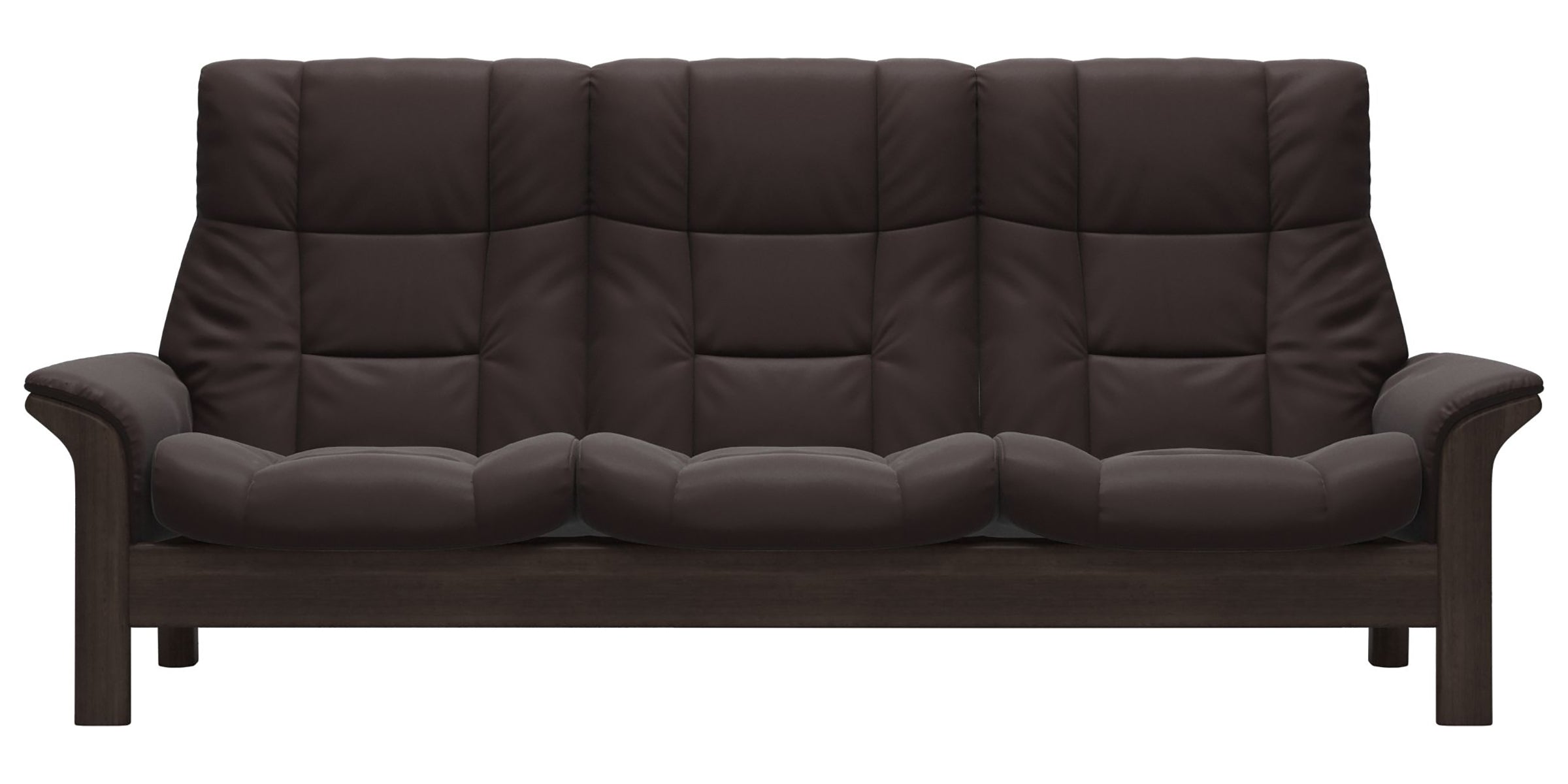 Paloma Leather Chocolate and Wenge Base | Stressless Buckingham 3-Seater High Back Sofa | Valley Ridge Furniture