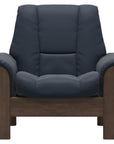 Paloma Leather Oxford Blue and Walnut Base | Stressless Windsor Low Back Chair | Valley Ridge Furniture