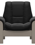 Paloma Leather Black and Whitewash Base | Stressless Windsor Low Back Chair | Valley Ridge Furniture