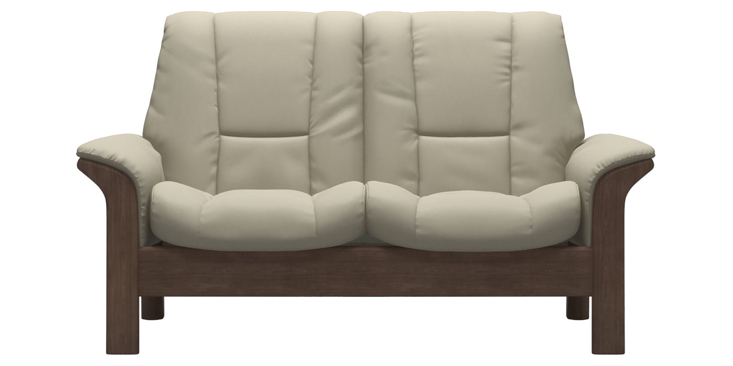 Paloma Leather Light Grey and Walnut Base | Stressless Windsor 2-Seater Low Back Sofa | Valley Ridge Furniture