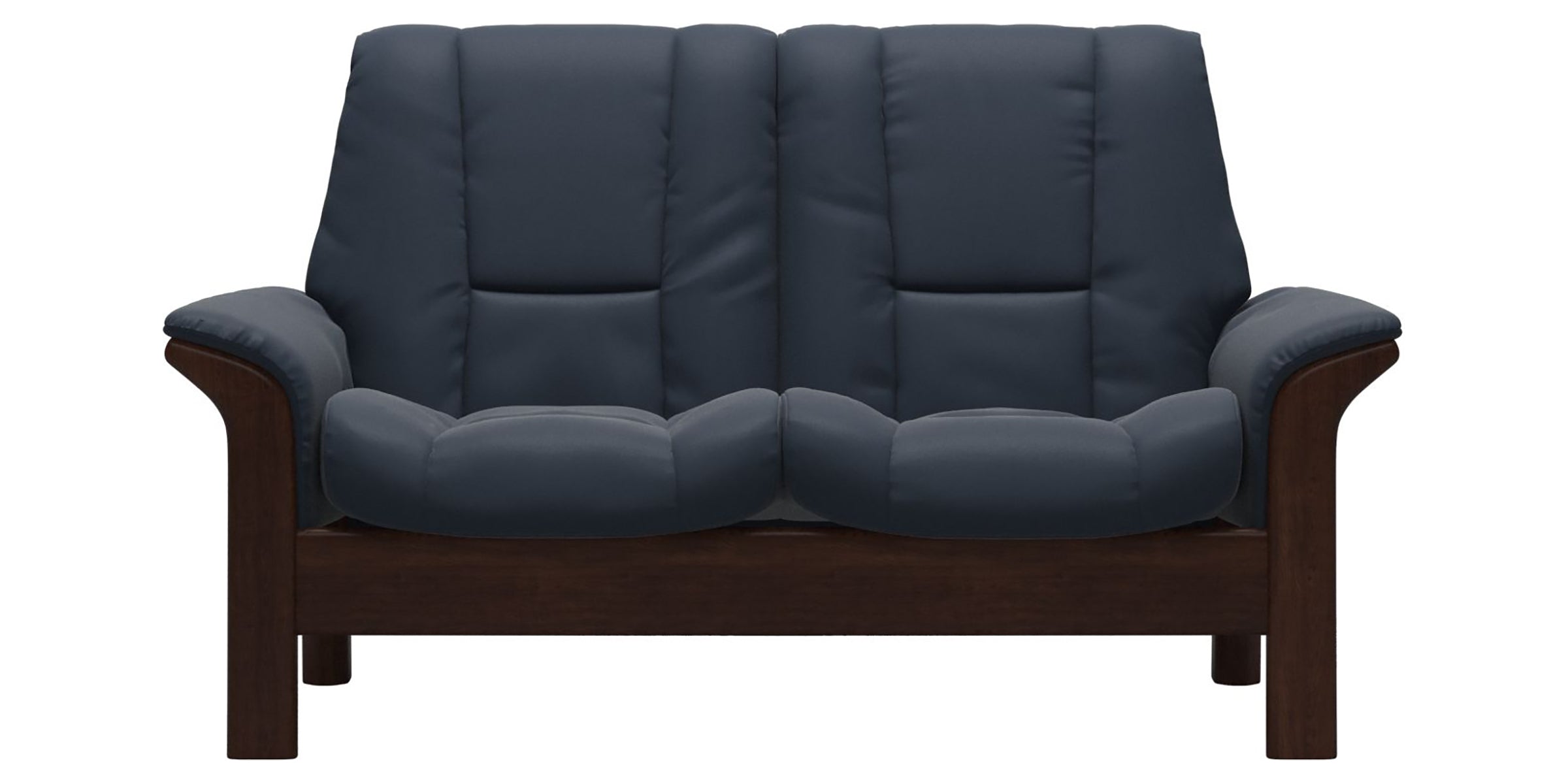 Paloma Leather Oxford Blue and Brown Base | Stressless Windsor 2-Seater Low Back Sofa | Valley Ridge Furniture