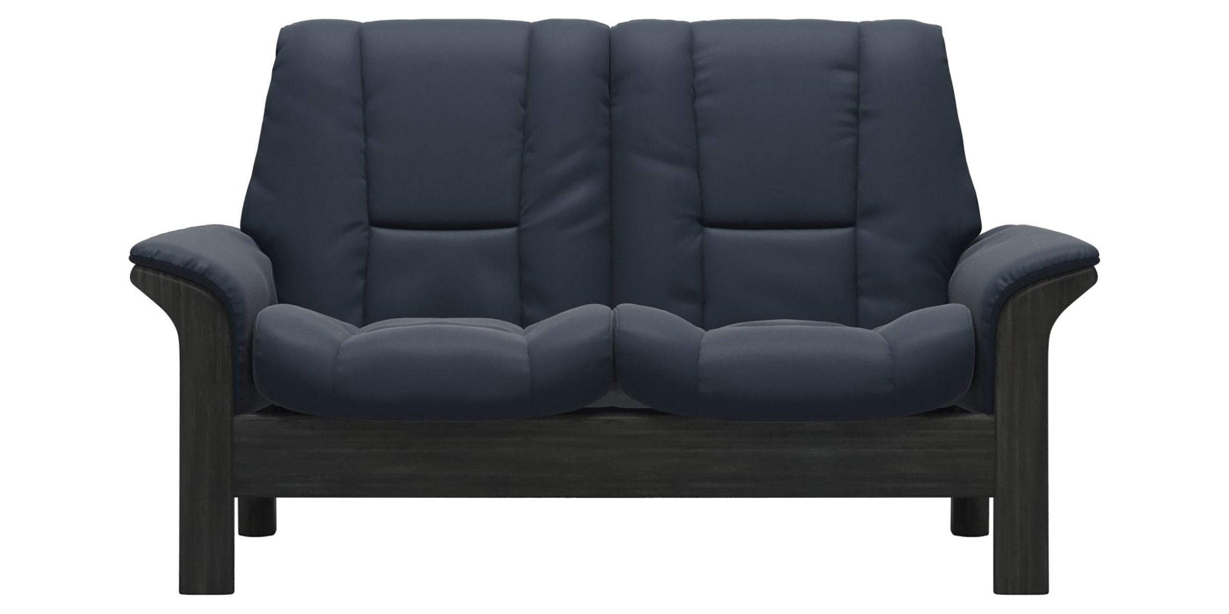 Paloma Leather Oxford Blue and Grey Base | Stressless Windsor 2-Seater Low Back Sofa | Valley Ridge Furniture