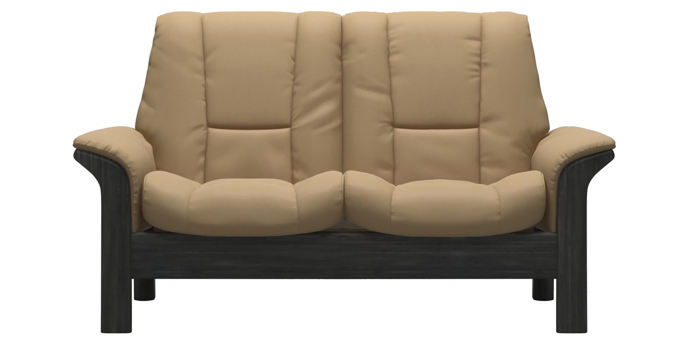 Paloma Leather Sand and Grey Base | Stressless Windsor 2-Seater Low Back Sofa | Valley Ridge Furniture