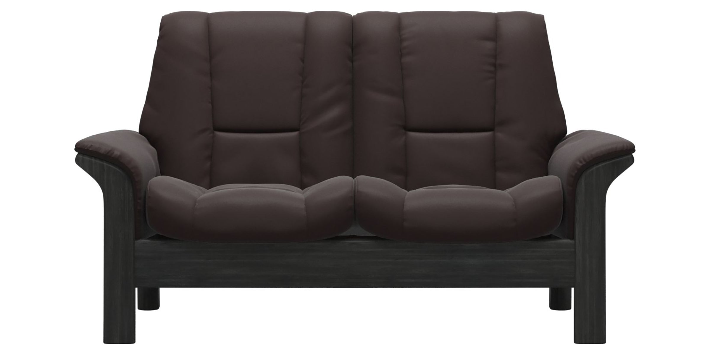 Paloma Leather Chocolate and Grey Base | Stressless Windsor 2-Seater Low Back Sofa | Valley Ridge Furniture