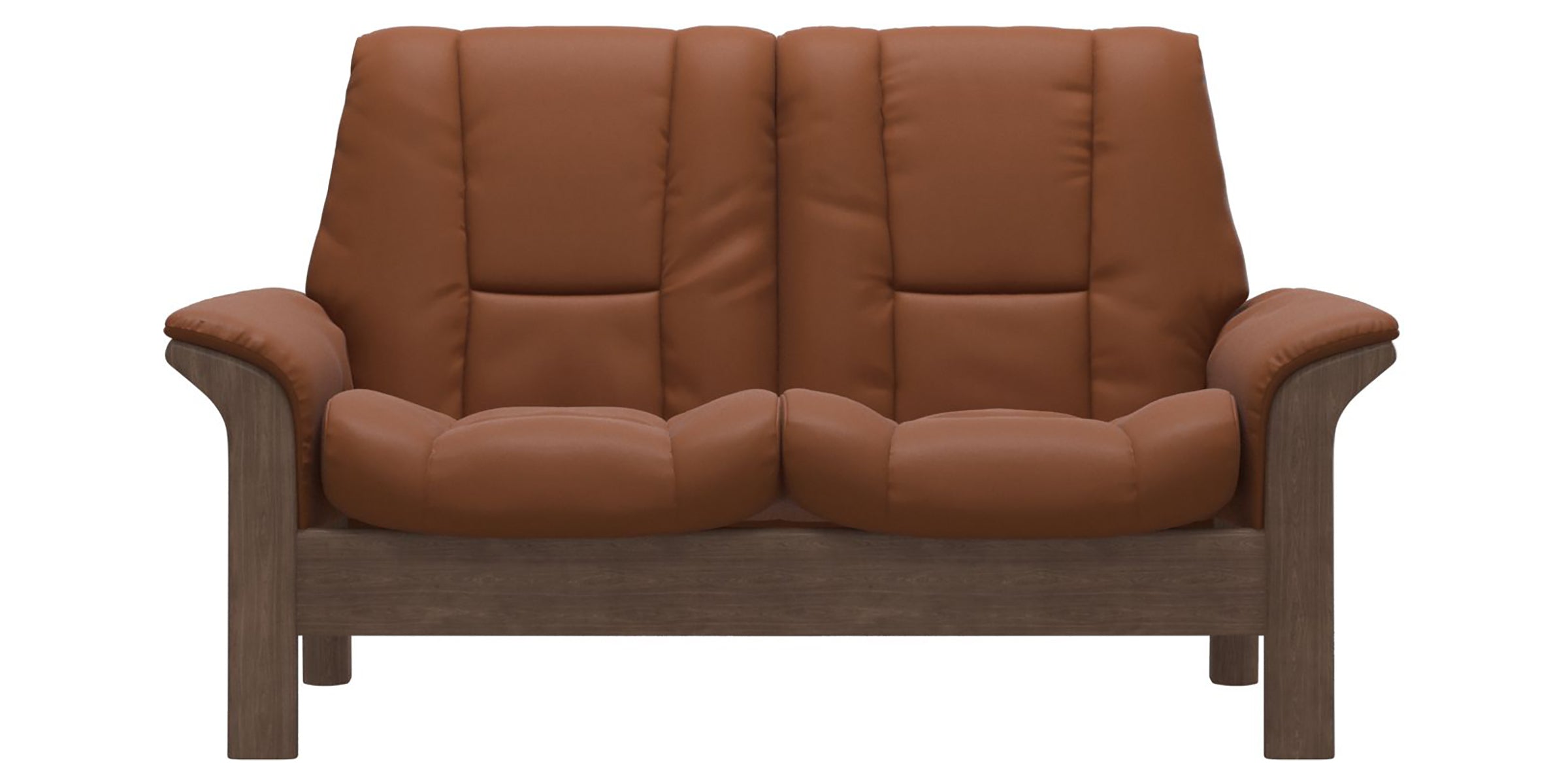 Paloma Leather New Cognac and Walnut Base | Stressless Windsor 2-Seater Low Back Sofa | Valley Ridge Furniture