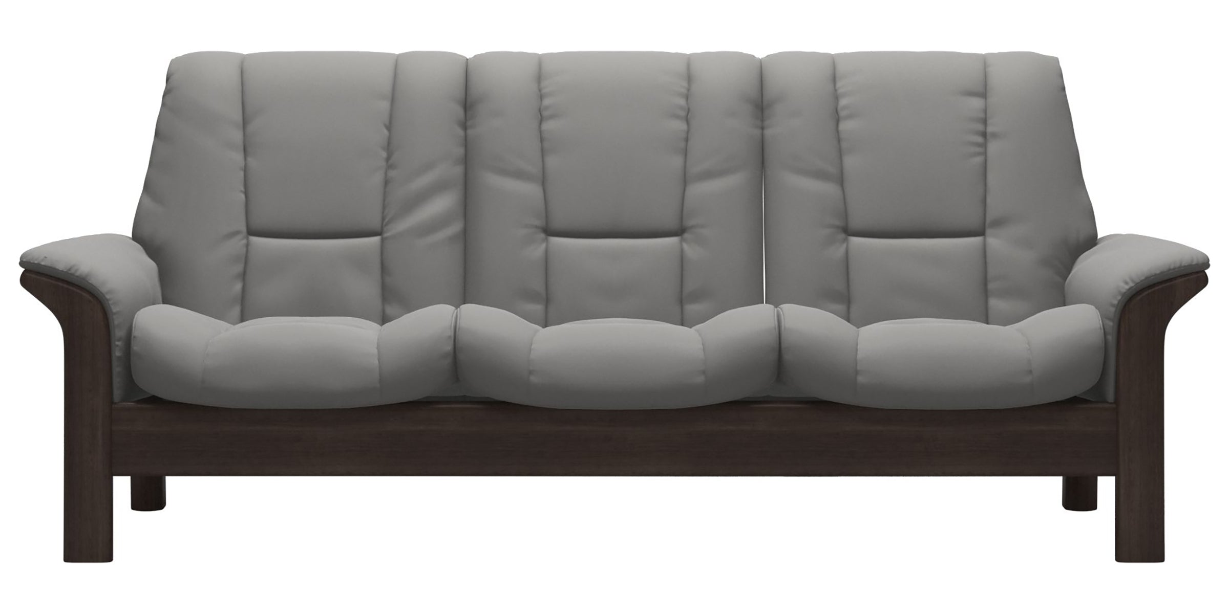 Paloma Leather Silver Grey and Wenge Base | Stressless Windsor 3-Seater Low Back Sofa | Valley Ridge Furniture