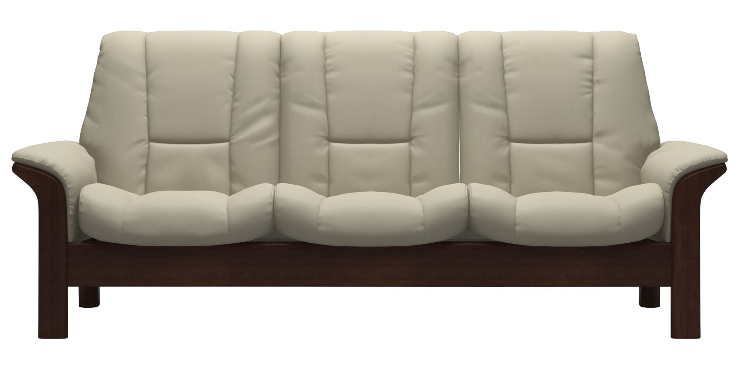 Paloma Leather Light Grey and Brown Base | Stressless Windsor 3-Seater Low Back Sofa | Valley Ridge Furniture
