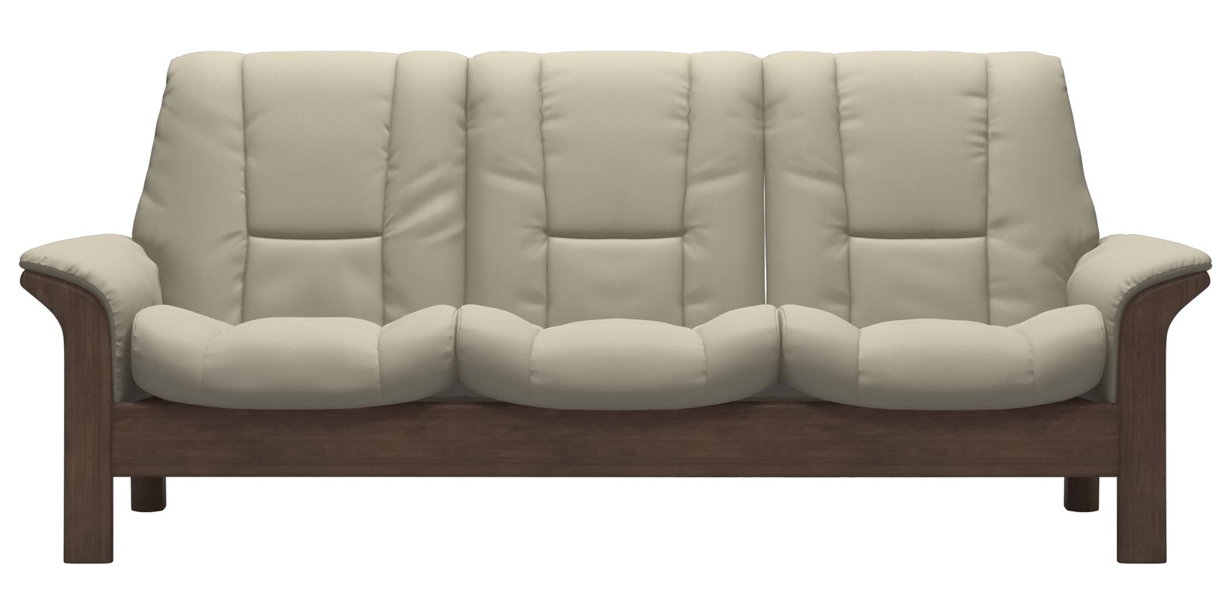 Paloma Leather Light Grey and Walnut Base | Stressless Windsor 3-Seater Low Back Sofa | Valley Ridge Furniture