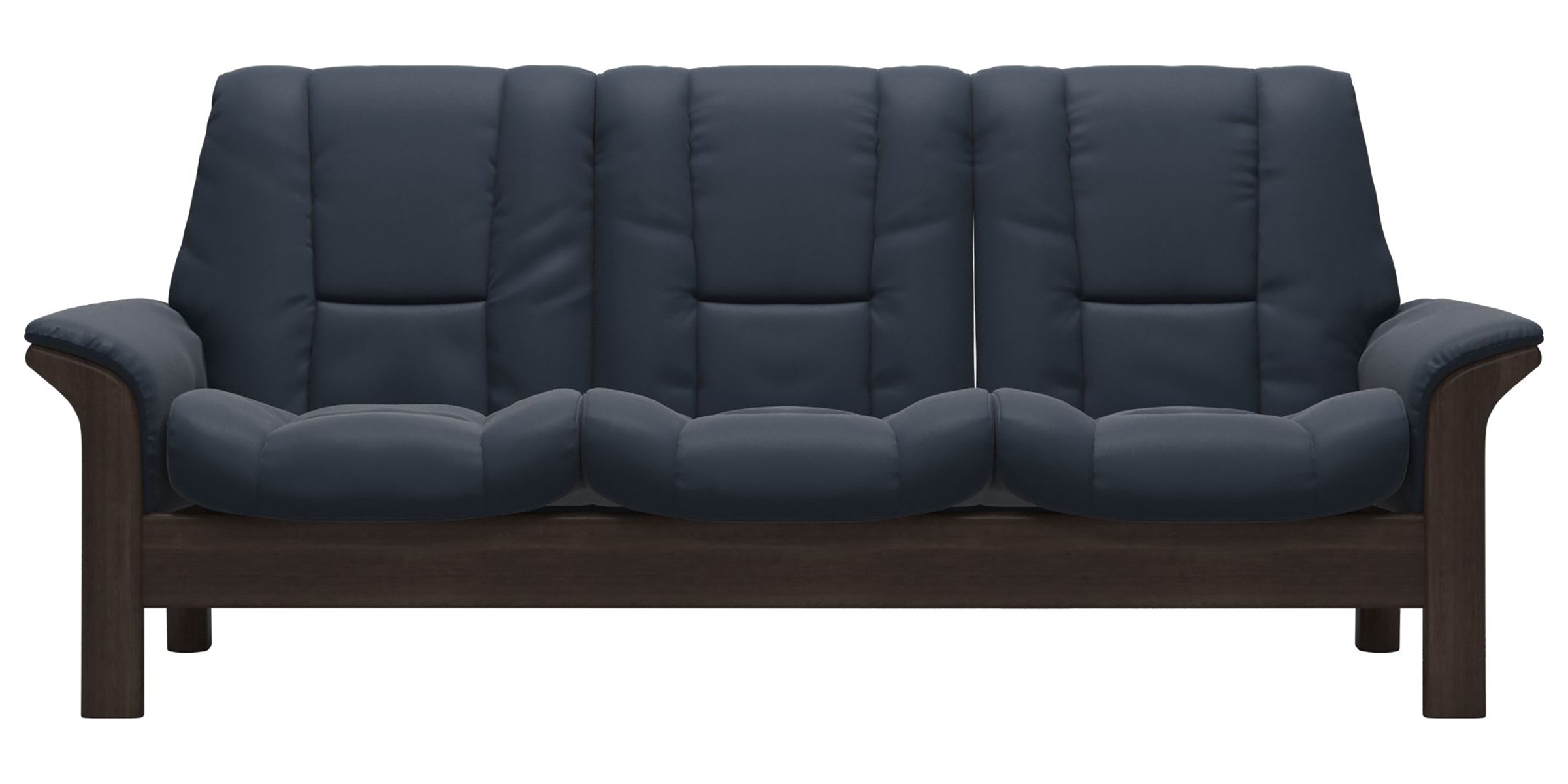Paloma Leather Oxford Blue and Wenge Base | Stressless Windsor 3-Seater Low Back Sofa | Valley Ridge Furniture