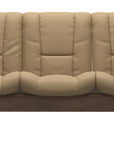 Paloma Leather Sand and Walnut Base | Stressless Windsor 3-Seater Low Back Sofa | Valley Ridge Furniture
