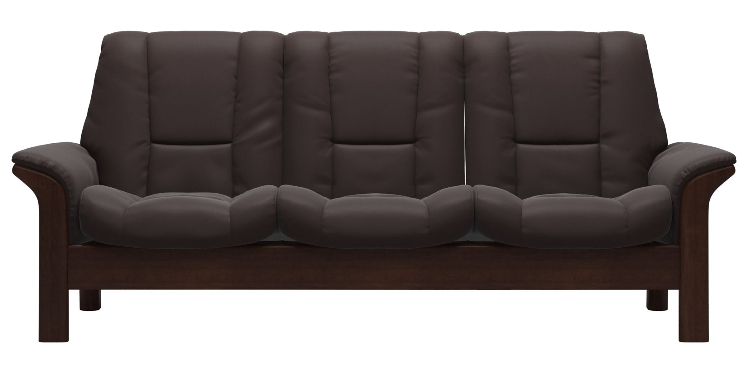 Paloma Leather Chocolate and Brown Base | Stressless Windsor 3-Seater Low Back Sofa | Valley Ridge Furniture