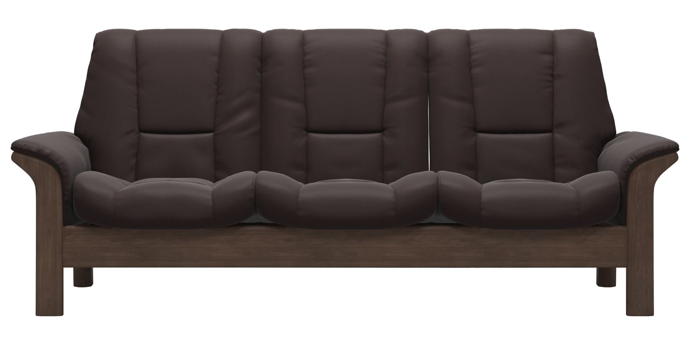 Paloma Leather Chocolate and Walnut Base | Stressless Windsor 3-Seater Low Back Sofa | Valley Ridge Furniture