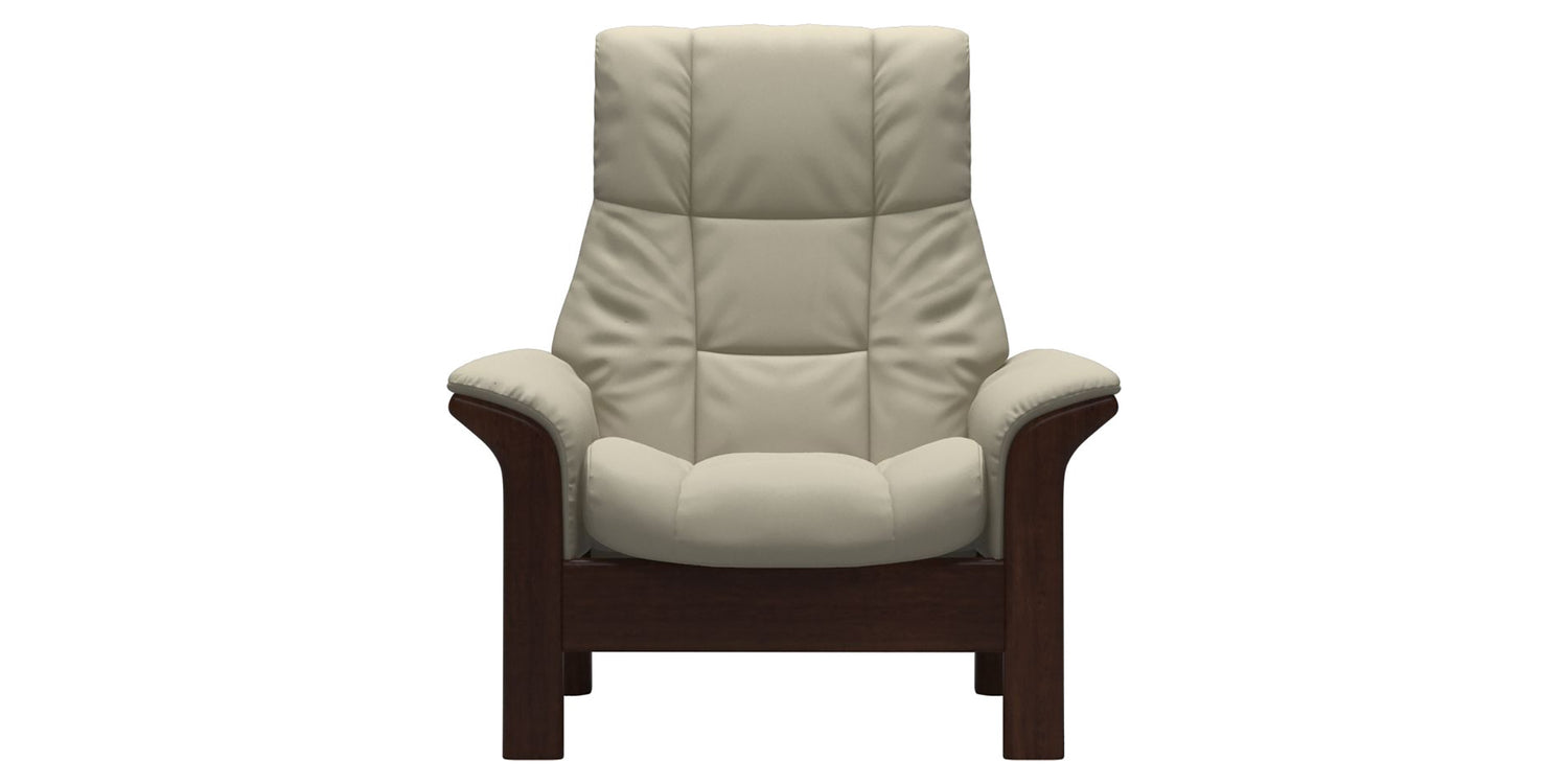 Paloma Leather Light Grey and Brown Base | Stressless Windsor High Back Chair | Valley Ridge Furniture