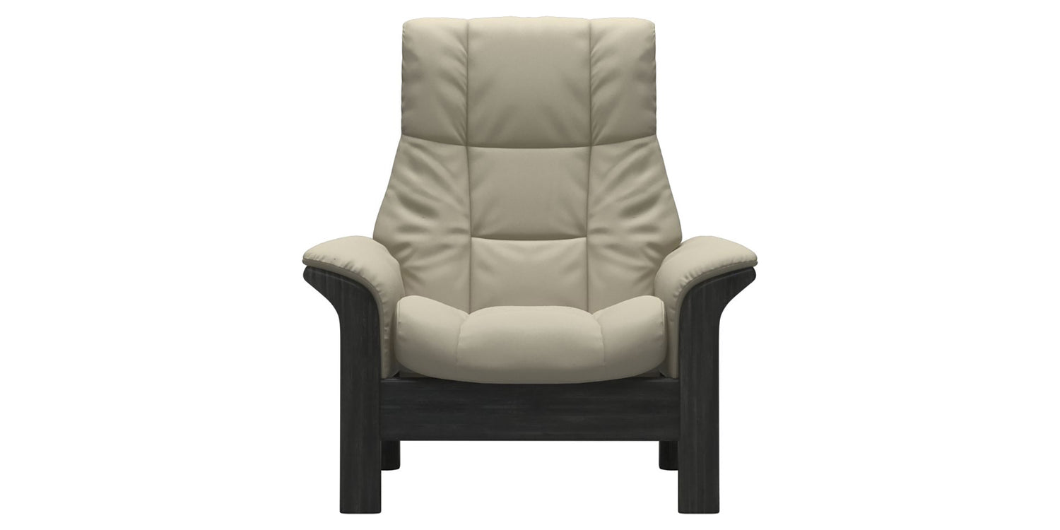 Paloma Leather Light Grey and Grey Base | Stressless Windsor High Back Chair | Valley Ridge Furniture