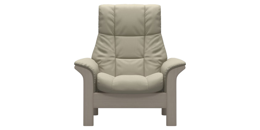 Paloma Leather Light Grey and Whitewash Base | Stressless Windsor High Back Chair | Valley Ridge Furniture
