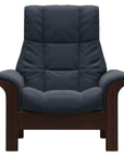 Paloma Leather Oxford Blue and Brown Base | Stressless Windsor High Back Chair | Valley Ridge Furniture