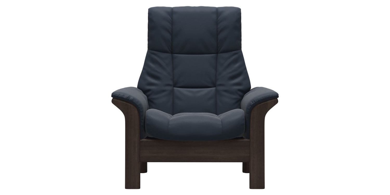 Paloma Leather Oxford Blue and Wenge Base | Stressless Windsor High Back Chair | Valley Ridge Furniture