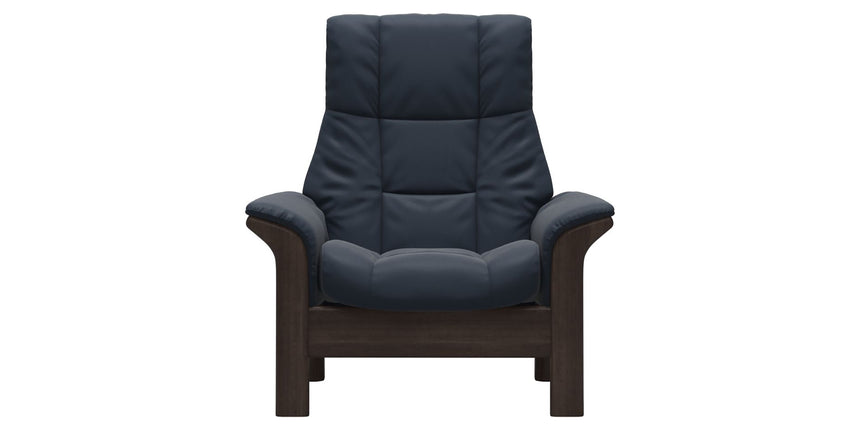 Paloma Leather Oxford Blue and Wenge Base | Stressless Windsor High Back Chair | Valley Ridge Furniture