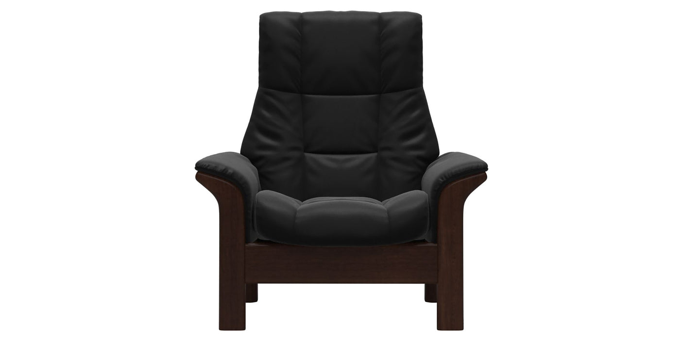 Paloma Leather Black and Brown Base | Stressless Windsor High Back Chair | Valley Ridge Furniture