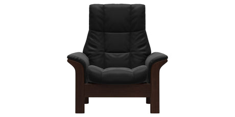 Paloma Leather Black and Brown Base | Stressless Windsor High Back Chair | Valley Ridge Furniture