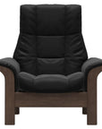 Paloma Leather Black and Walnut Base | Stressless Windsor High Back Chair | Valley Ridge Furniture