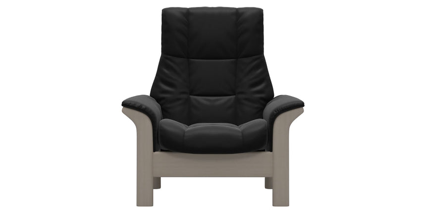 Paloma Leather Black and Whitewash Base | Stressless Windsor High Back Chair | Valley Ridge Furniture