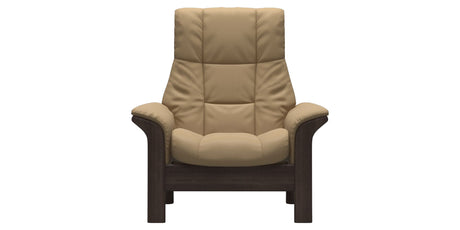 Paloma Leather Sand and Wenge Base | Stressless Windsor High Back Chair | Valley Ridge Furniture