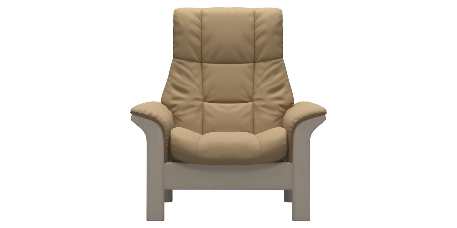 Paloma Leather Sand and Whitewash Base | Stressless Windsor High Back Chair | Valley Ridge Furniture