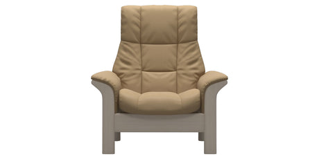 Paloma Leather Sand and Whitewash Base | Stressless Windsor High Back Chair | Valley Ridge Furniture