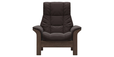 Paloma Leather Chocolate and Walnut Base | Stressless Windsor High Back Chair | Valley Ridge Furniture