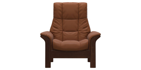 Paloma Leather New Cognac and Brown Base | Stressless Windsor High Back Chair | Valley Ridge Furniture