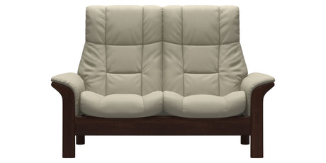 Paloma Leather Light Grey and Brown Base | Stressless Windsor 2-Seater High Back Sofa | Valley Ridge Furniture