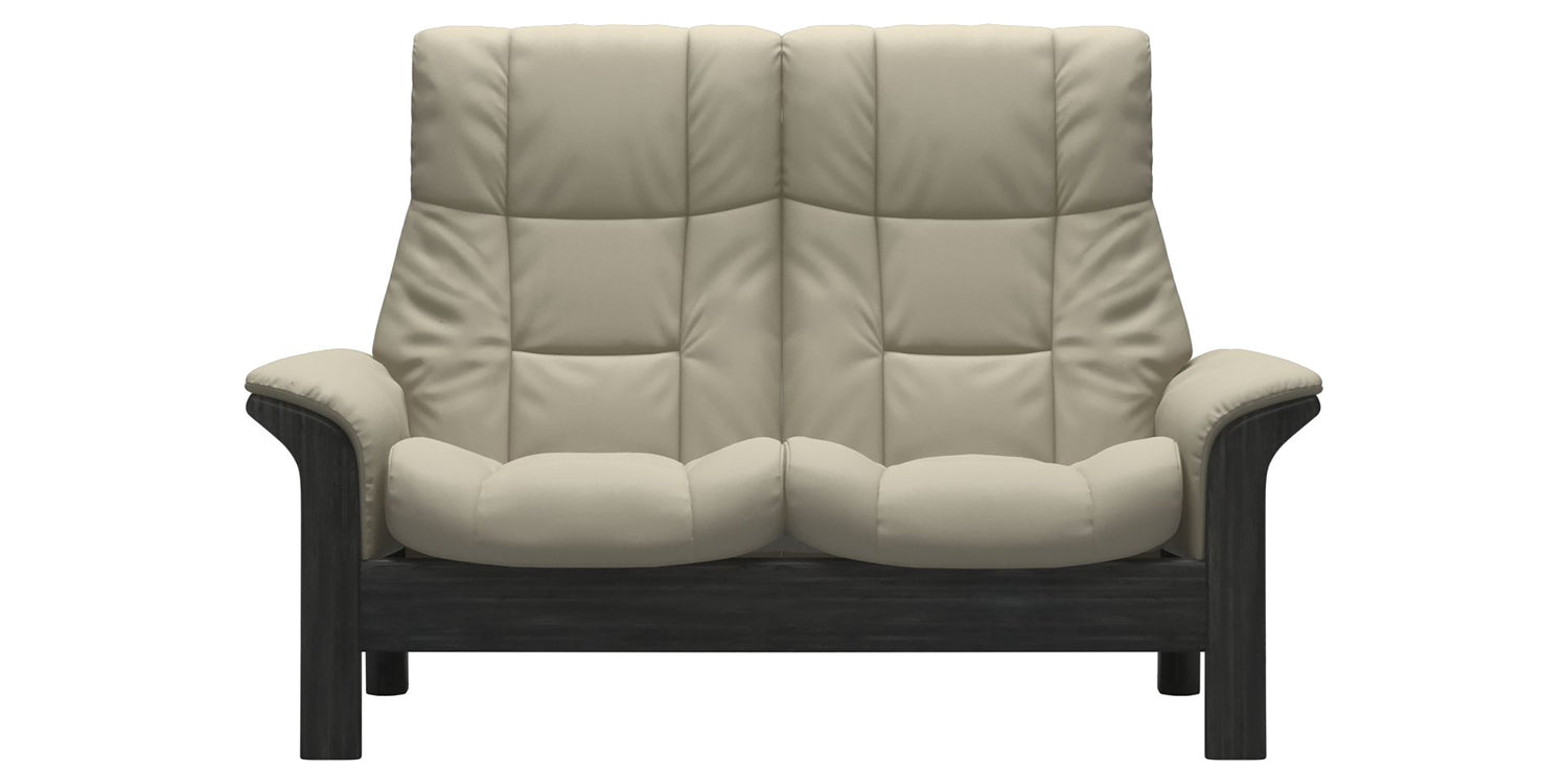 Paloma Leather Light Grey and Grey Base | Stressless Windsor 2-Seater High Back Sofa | Valley Ridge Furniture