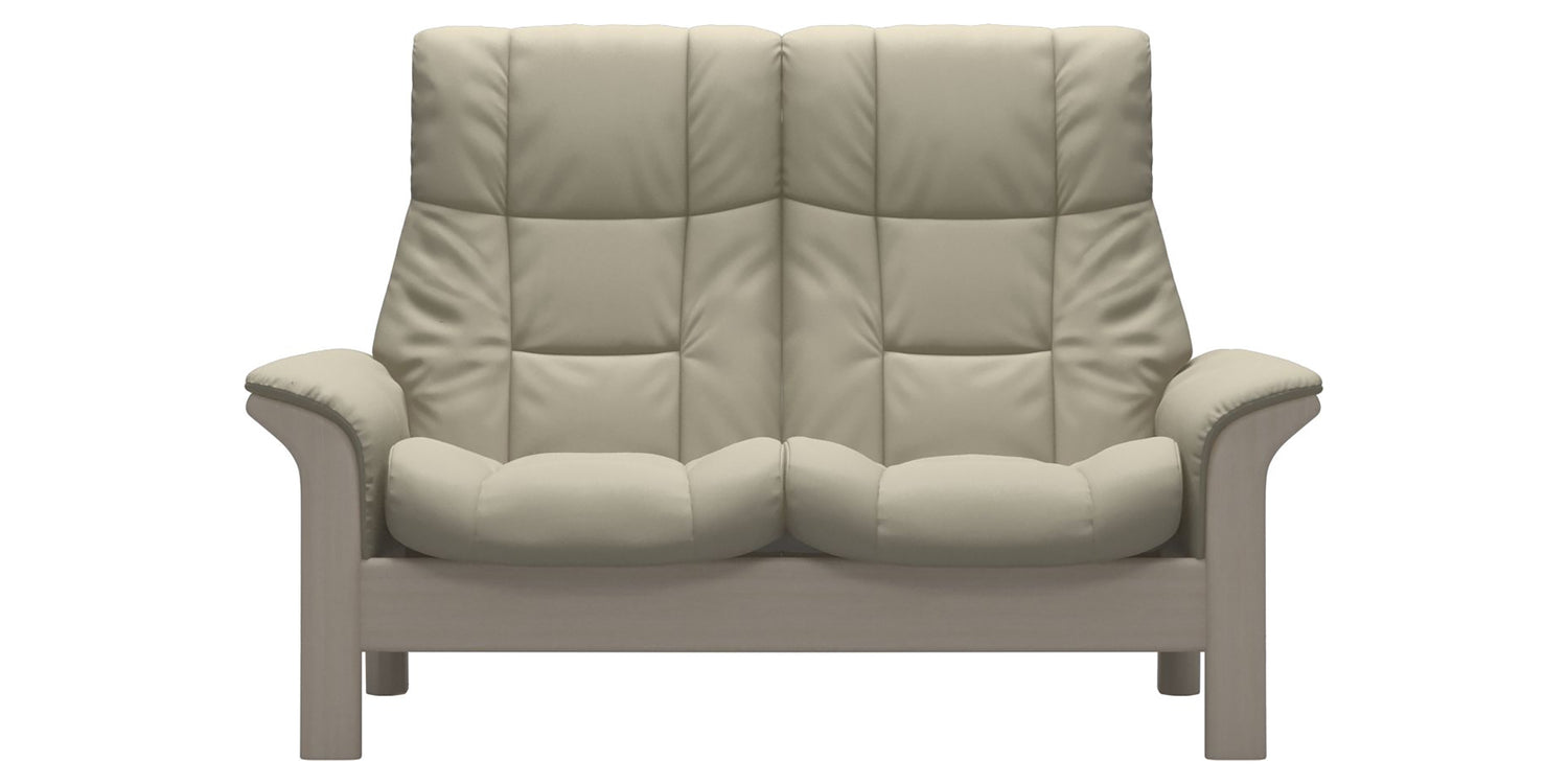 Paloma Leather Light Grey and Whitewash Base | Stressless Windsor 2-Seater High Back Sofa | Valley Ridge Furniture