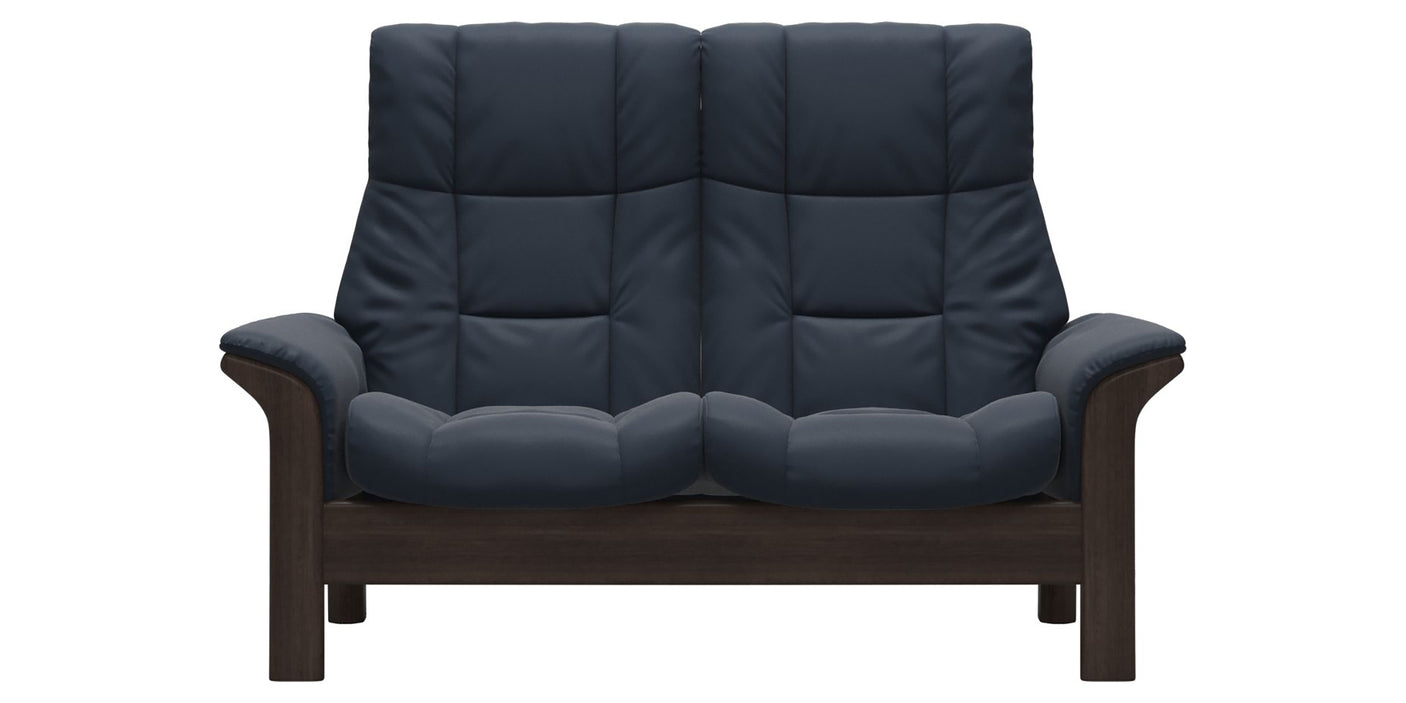 Paloma Leather Oxford Blue and Wenge Base | Stressless Windsor 2-Seater High Back Sofa | Valley Ridge Furniture