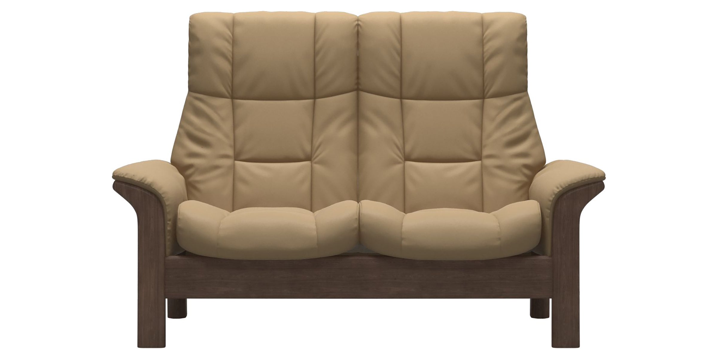 Paloma Leather Sand and Walnut Base | Stressless Windsor 2-Seater High Back Sofa | Valley Ridge Furniture