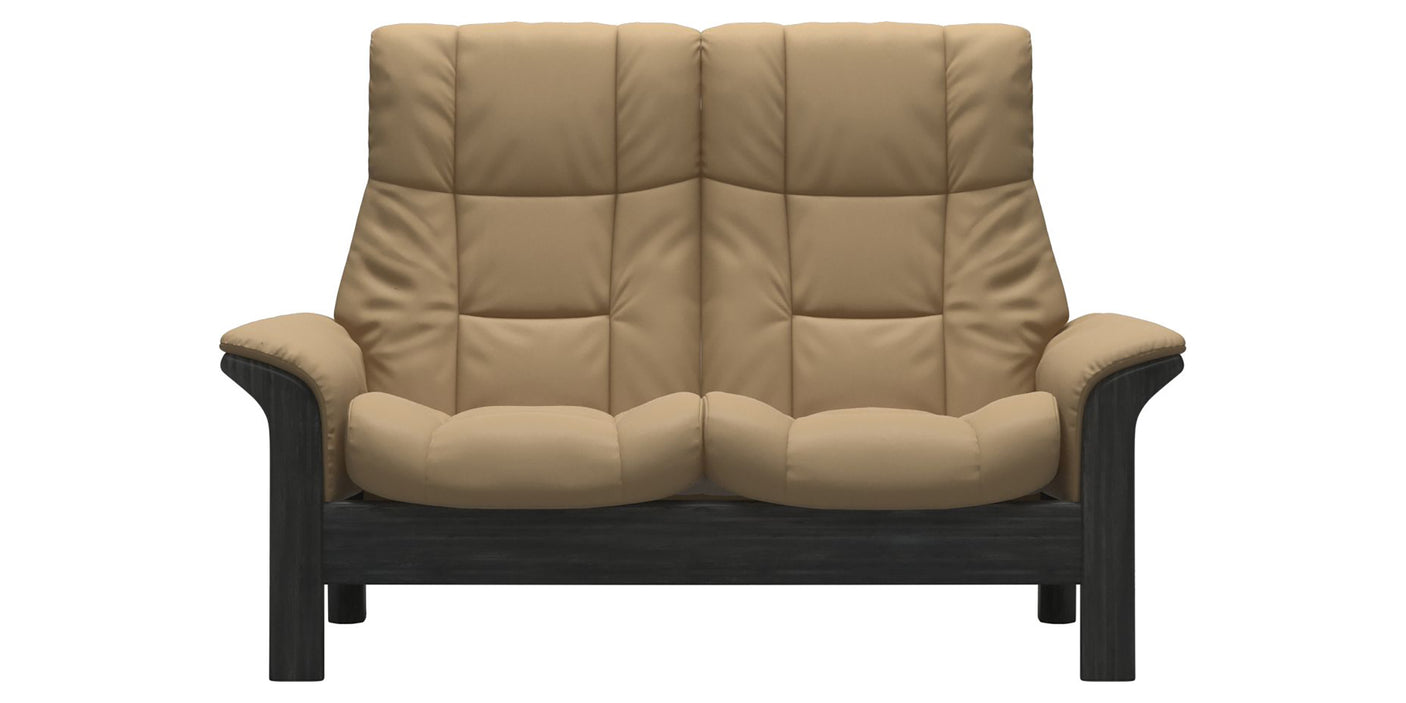 Paloma Leather Sand and Grey Base | Stressless Windsor 2-Seater High Back Sofa | Valley Ridge Furniture