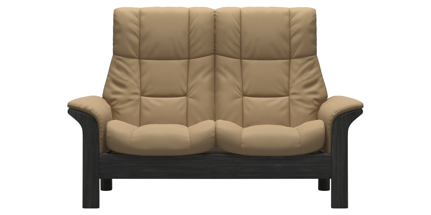 Paloma Leather Sand and Grey Base | Stressless Windsor 2-Seater High Back Sofa | Valley Ridge Furniture