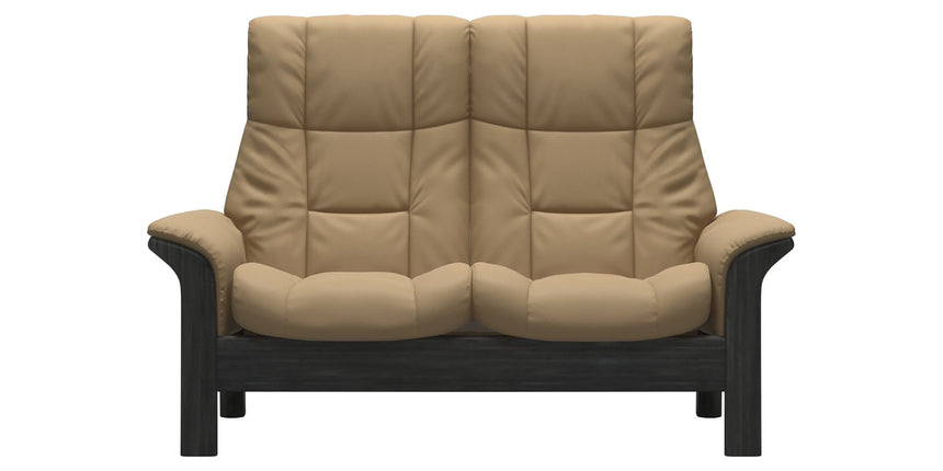 Paloma Leather Sand and Grey Base | Stressless Windsor 2-Seater High Back Sofa | Valley Ridge Furniture