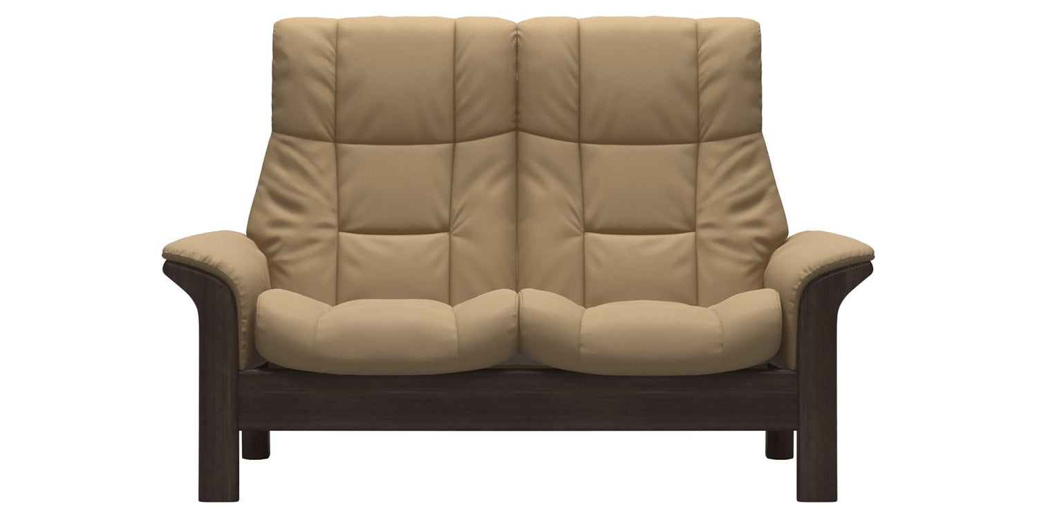 Paloma Leather Sand and Wenge Base | Stressless Windsor 2-Seater High Back Sofa | Valley Ridge Furniture