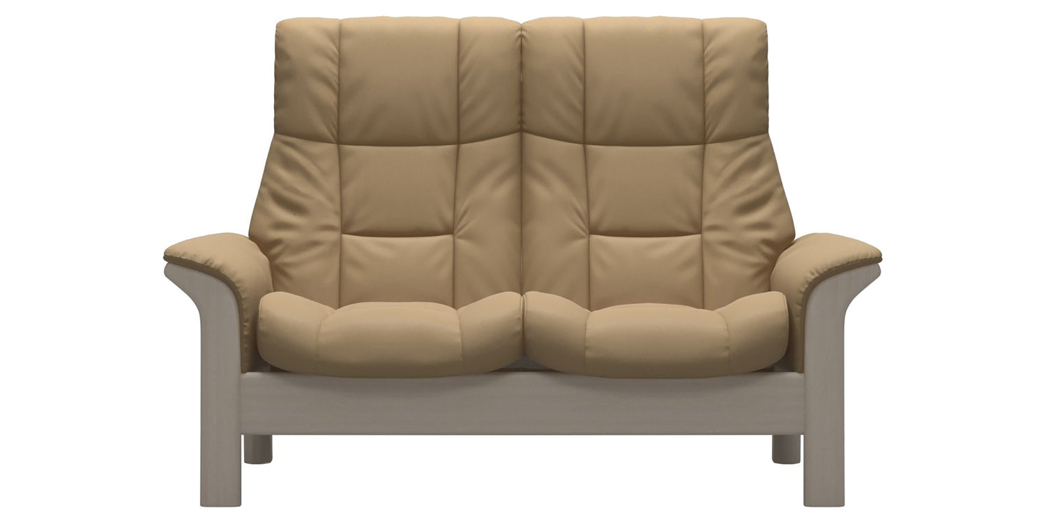 Paloma Leather Sand and Whitewash Base | Stressless Windsor 2-Seater High Back Sofa | Valley Ridge Furniture