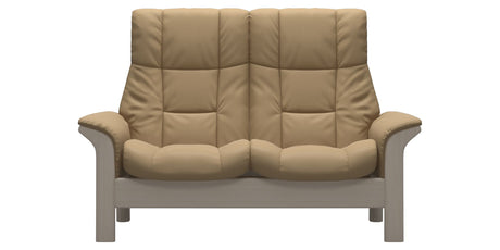 Paloma Leather Sand and Whitewash Base | Stressless Windsor 2-Seater High Back Sofa | Valley Ridge Furniture